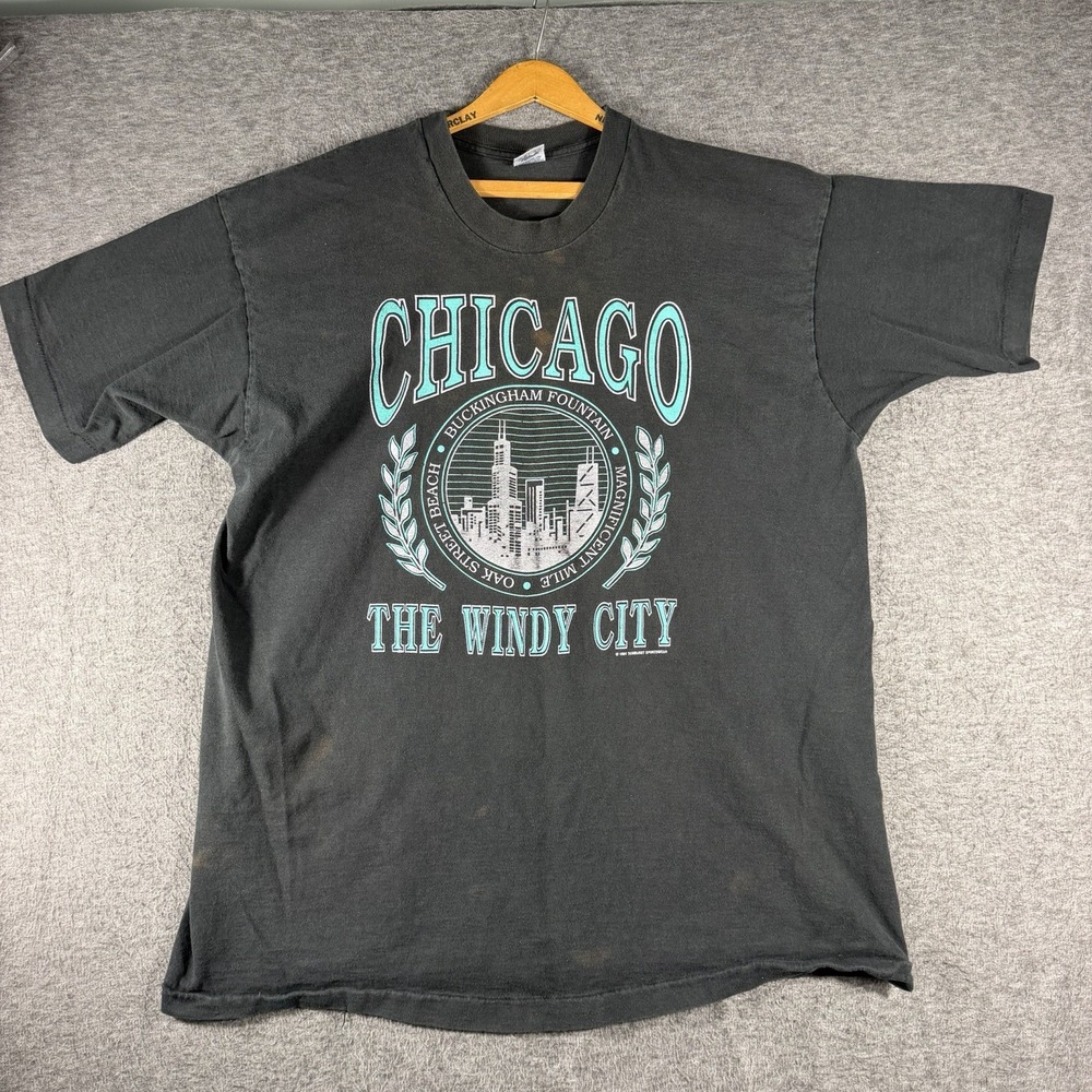Vtg 1991 Chicago The Windy City T Shirt 2XL XXL Single Stitch Screen Stars 90s